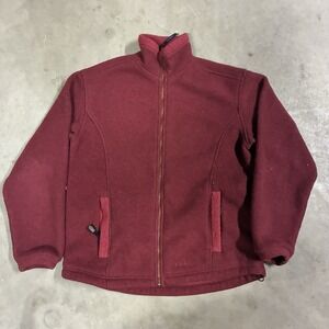 Vintage LL Bean Full Zip Red Fleece Sweater Jacket Small Made in USA‎